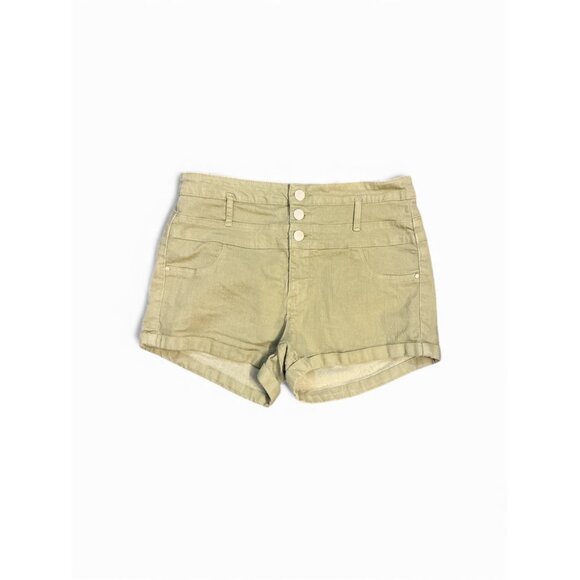 Refuge Womens Olive Green High-Waisted Button Front Shorts Size 8 82% Cotton Ble - Picture 4 of 4
